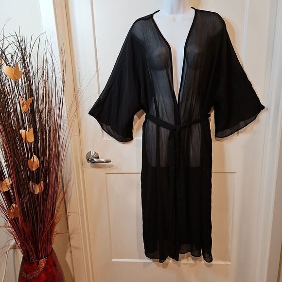 🌹No Boundaries Black Sheer Kimono sz L/XL - Picture 5 of 5